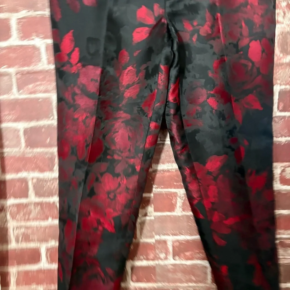 Talbots Red and Black Floral Pants - Picture 2 of 6
